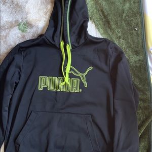 Puma Hoodie Sweatshirt (Black, Neon Green)